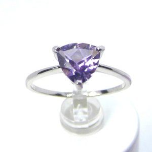 Sterling Silver Trillion Cut Amethyst Ring - Purple